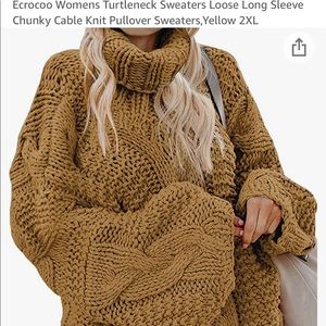 Ecoroo Yellow chunky cable knit slouchy sweater